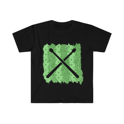 Vintage Green Glitter Dots - Drumsticks - Unisex Softstyle T-Shirt