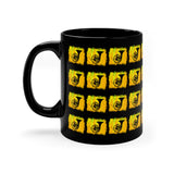 Vintage Yellow Cloud - French Horn - 11oz Black Mug - Pattern