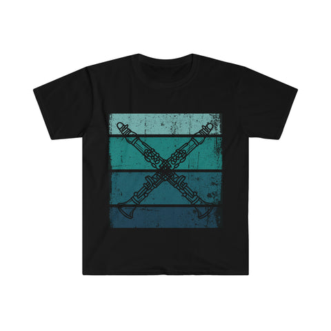 Vintage Grunge Blue Lines - Clarinet - Unisex Softstyle T-Shirt