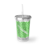 Vintage Green Glitter Dots - Piccolo - Suave Acrylic Cup