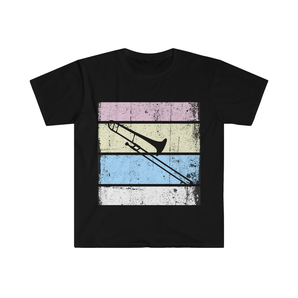Vintage Grunge Pastel Lines - Trombone - Unisex Softstyle T-Shirt