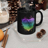 Vintage Rainbow Cloud Heart - Tenor Sax - 11oz Black Mug
