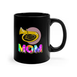 Band Mom - Tie Dye - Tuba - 11oz Black Mug