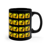 Vintage Yellow Cloud - French Horn - 11oz Black Mug - Pattern