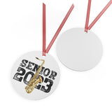 Senior 2023 - Black Lettering - Tenor Sax - Metal Ornament