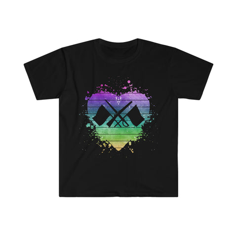 Vintage Rainbow Cloud Heart - Color Guard - Unisex Softstyle T-Shirt