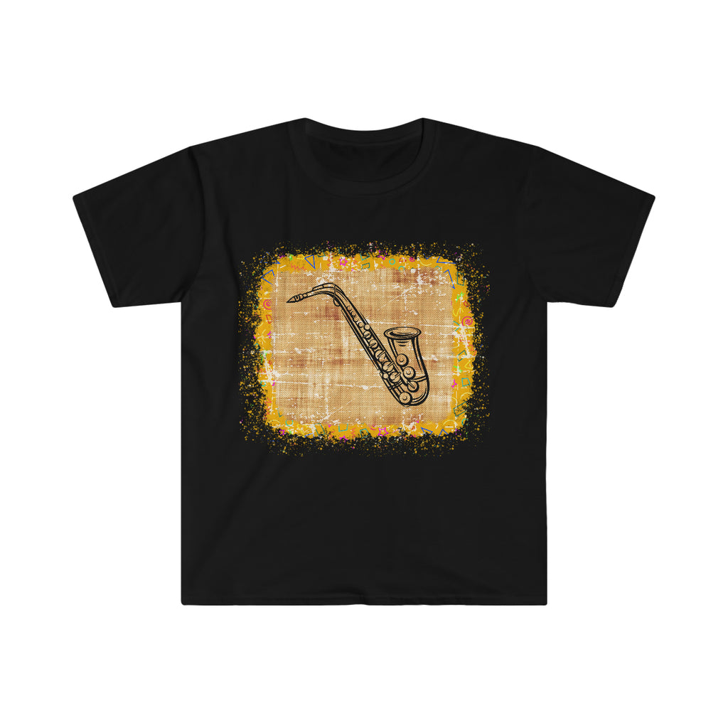 Vintage Yellow Burlap - Alto Sax - Unisex Softstyle T-Shirt