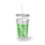 Vintage Green Glitter Dots - Bari Sax - Suave Acrylic Cup