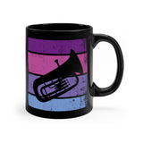Vintage Grunge Purple Lines - Tuba - 11oz Black Mug