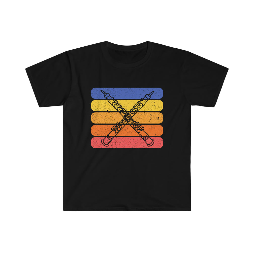 Vintage Grunge Lines Sunset - Oboe - Unisex Softstyle T-Shirt