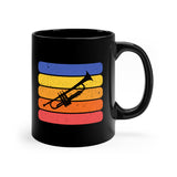 Vintage Grunge Lines Sunset - Trumpet - 11oz Black Mug