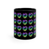 Vintage Rainbow Cloud Heart - Tuba - 11oz Black Mug - Pattern