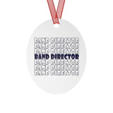 Band Director - Retro - Navy - Metal Ornament