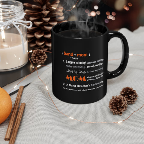 Band Mom Definition - Orange - 11oz Black Mug