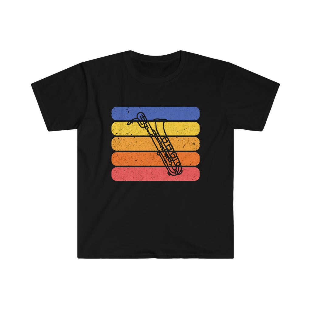Vintage Grunge Lines Sunset - Bari Sax - Unisex Softstyle T-Shirt