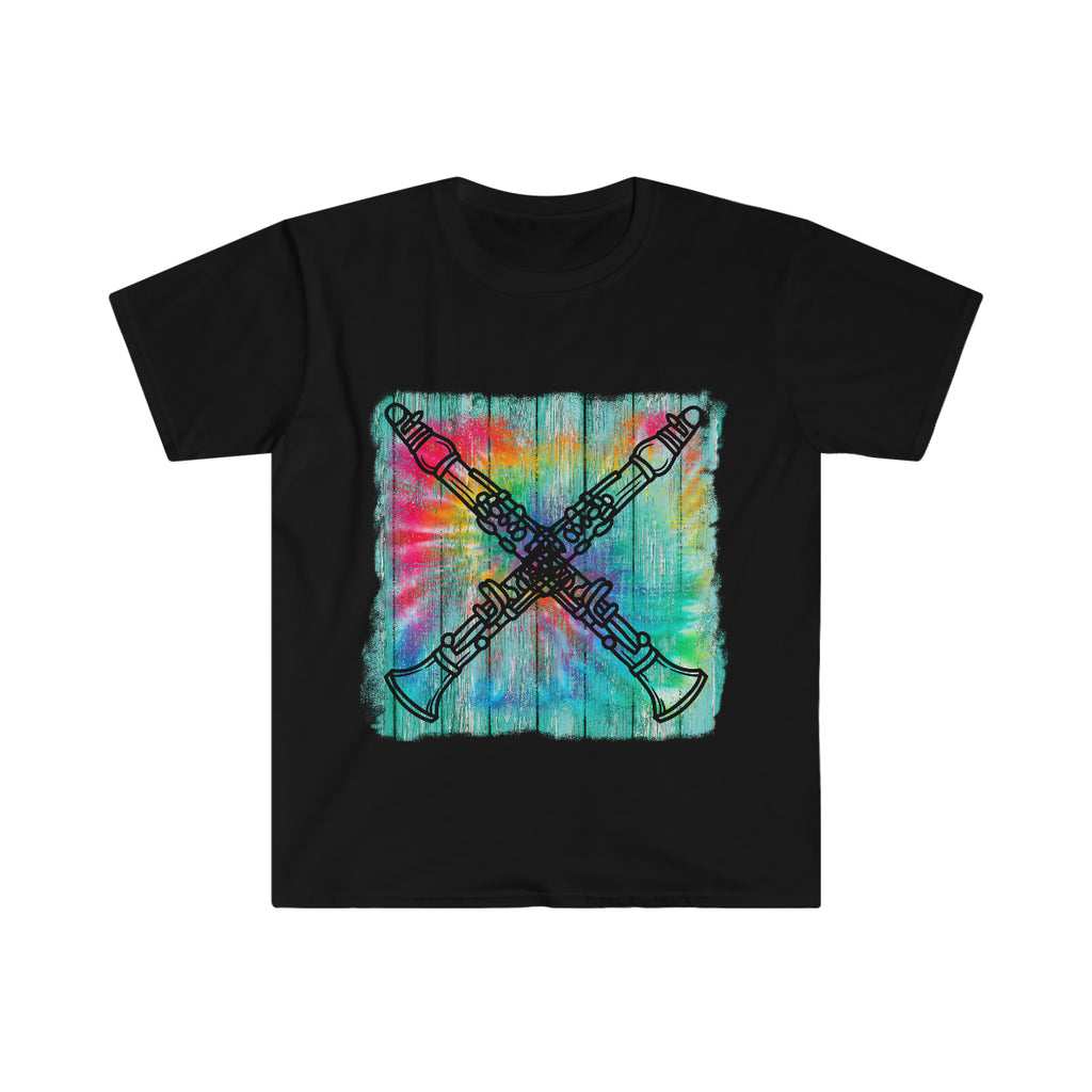 Vintage Wood Tie Dye Lines - Clarinet - Unisex Softstyle T-Shirt
