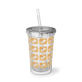 Vintage Yellow Burlap - Tuba - Suave Acrylic Cup - Pattern