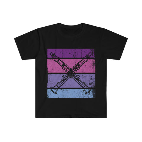 Vintage Grunge Purple Lines - Clarinet - Unisex Softstyle T-Shirt