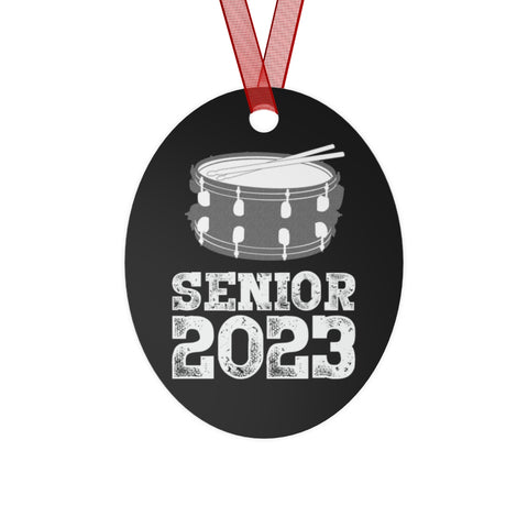 Senior 2023 - White Lettering - Snare Drum - Metal Ornament