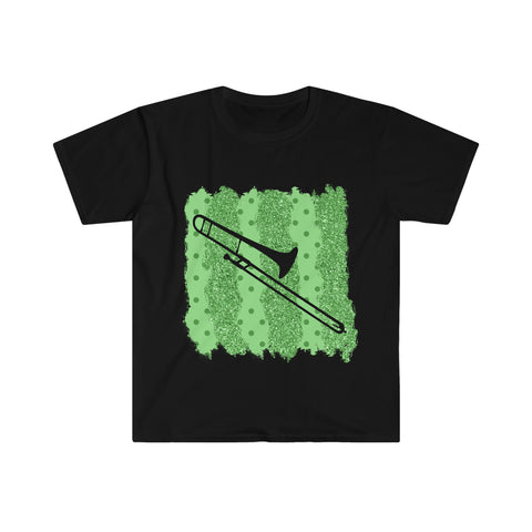 Vintage Green Glitter Dots - Trombone - Unisex Softstyle T-Shirt