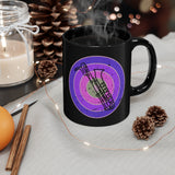 Vintage Grunge Purple Circle - Bari Sax - 11 oz Black Mug