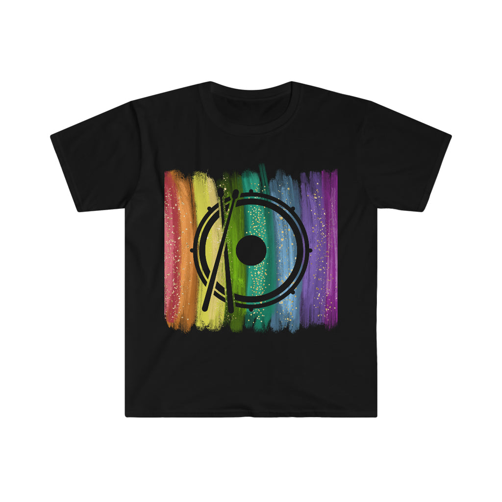 Vintage Rainbow Paint - Snare Drum - Unisex Softstyle T-Shirt