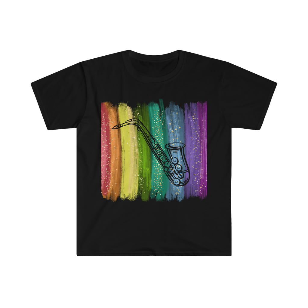 Vintage Rainbow Paint - Alto Sax - Unisex Softstyle T-Shirt