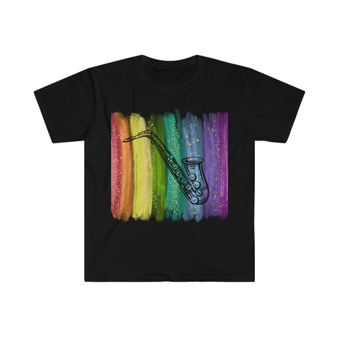 Vintage Rainbow Paint - Alto Sax - Unisex Softstyle T-Shirt
