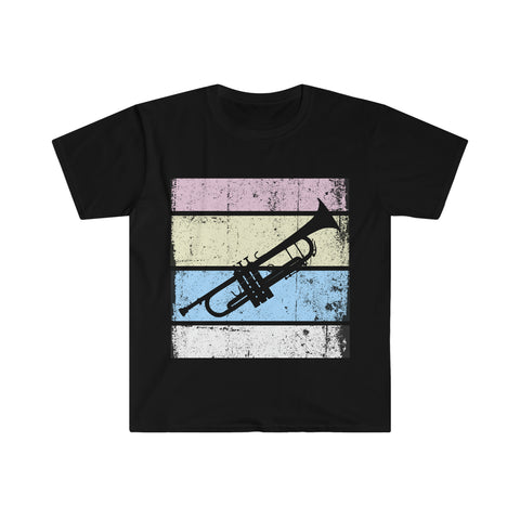 Vintage Grunge Pastel Lines - Trumpet - Unisex Softstyle T-Shirt