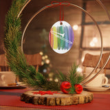 Vintage Rainbow Paint - Trombone - Metal Ornament