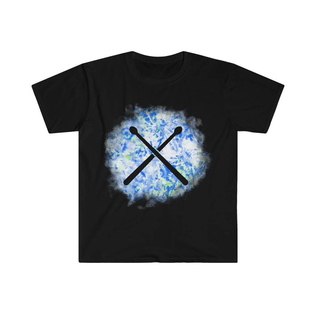 Vintage Blue White Tie Dye - Drumsticks - Unisex Softstyle T-Shirt