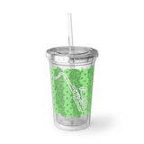 Vintage Green Glitter Dots - Tenor Sax - Suave Acrylic Cup