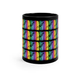 Vintage Rainbow Paint - Trumpet - 11oz Black Mug - Pattern
