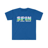 SPIN. Eat. Sleep. Repeat - Rainbow 3 - Color Guard - Unisex Softstyle T-Shirt