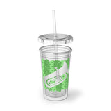 Vintage Green Glitter Dots - Tuba - Suave Acrylic Cup