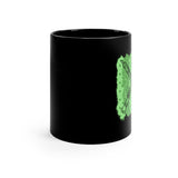 Vintage Green Glitter Dots - Oboe - 11oz Black Mug