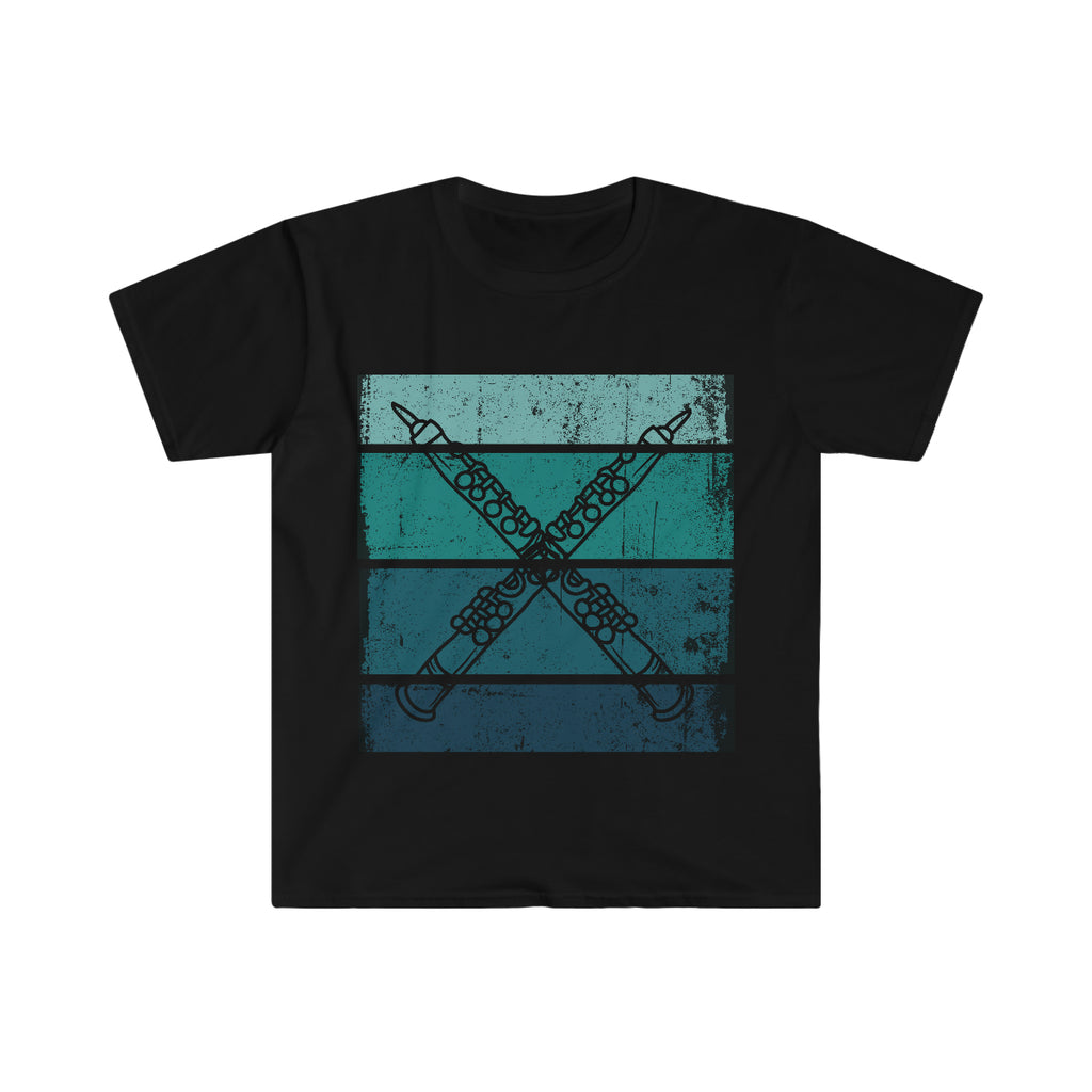Vintage Grunge Blue Lines - Oboe - Unisex Softstyle T-Shirt
