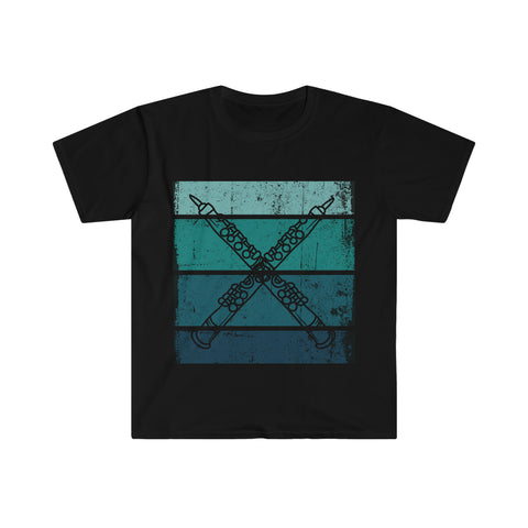 Vintage Grunge Blue Lines - Oboe - Unisex Softstyle T-Shirt