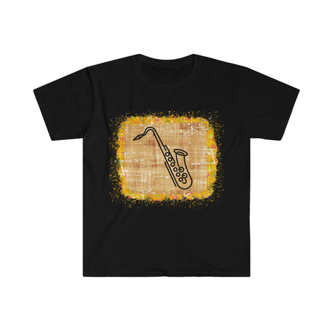 Vintage Yellow Burlap - Tenor Sax - Unisex Softstyle T-Shirt