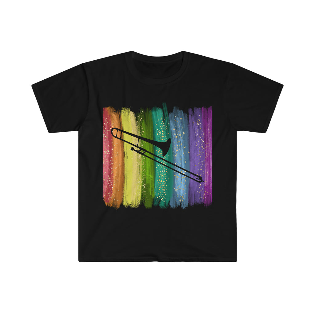 Vintage Rainbow Paint - Trombone - Unisex Softstyle T-Shirt