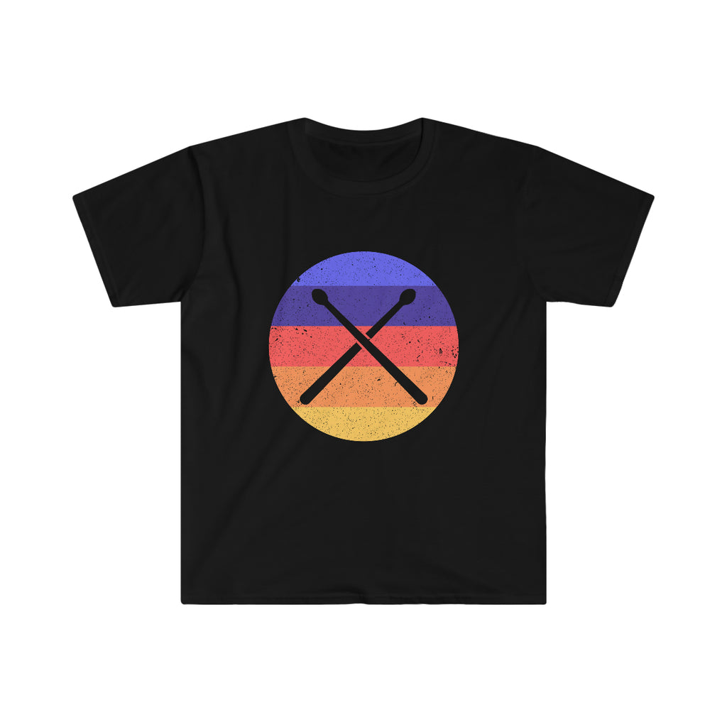 Vintage Grunge Circle Sunset - Drumsticks - Unisex Softstyle T-Shirt