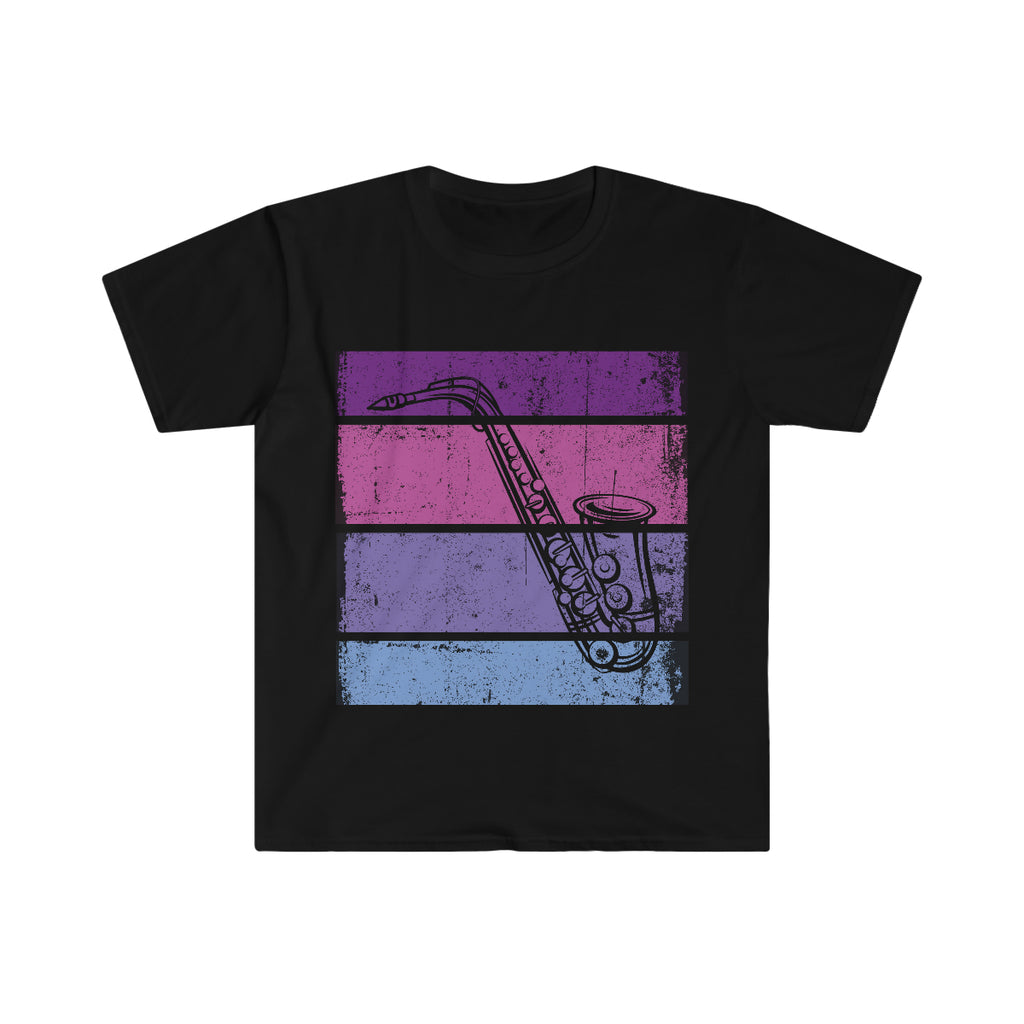 Vintage Grunge Purple Lines - Alto Sax - Unisex Softstyle T-Shirt