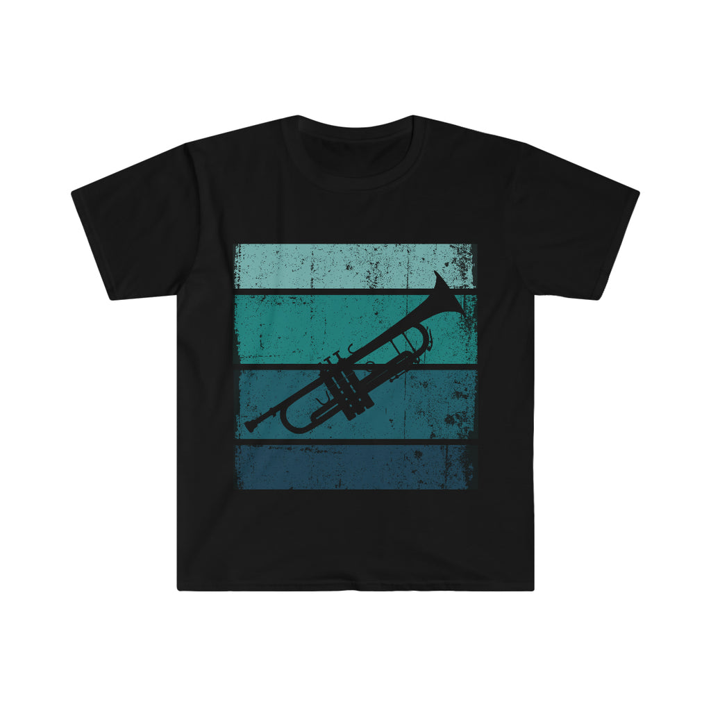 Vintage Grunge Blue Lines - Trumpet - Unisex Softstyle T-Shirt