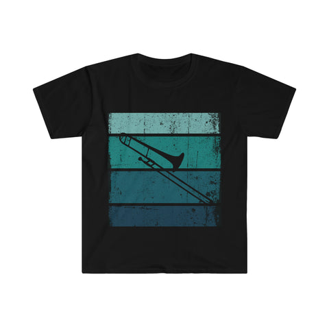 Vintage Grunge Blue Lines - Trombone - Unisex Softstyle T-Shirt