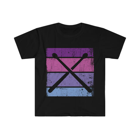 Vintage Grunge Purple Lines - Drumsticks - Unisex Softstyle T-Shirt