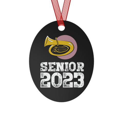 Senior 2023 - White Lettering - Tuba - Metal Ornament
