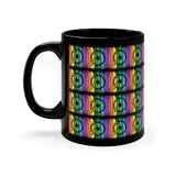 Vintage Rainbow Paint - Snare Drum - 11oz Black Mug - Pattern