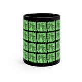 Vintage Green Glitter Dots - Marimba - 11oz Black Mug - Pattern