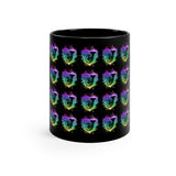 Vintage Rainbow Cloud Heart - French Horn - 11oz Black Mug - Pattern
