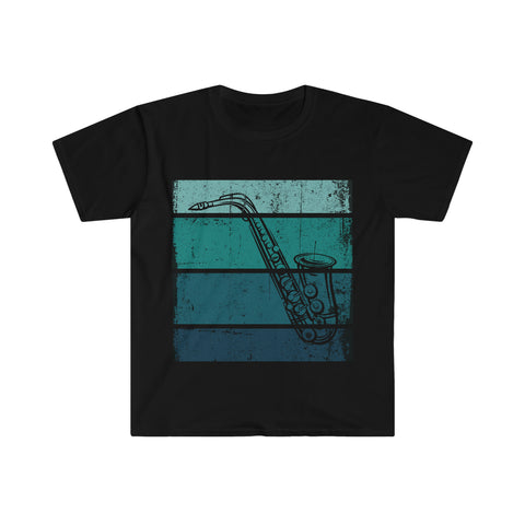 Vintage Grunge Blue Lines - Alto Saxophone - Unisex Softstyle T-Shirt